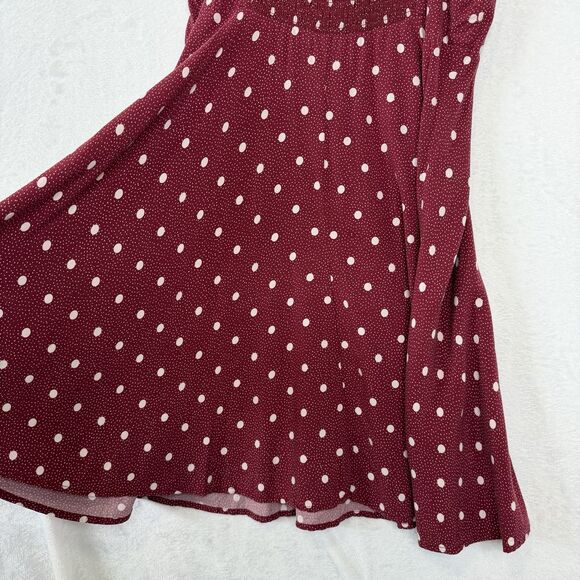 OLD NAVY Size XL Burgundy White Polka Dot Cami Fit & Flare Smocked Back Dress - Picture 10 of 16